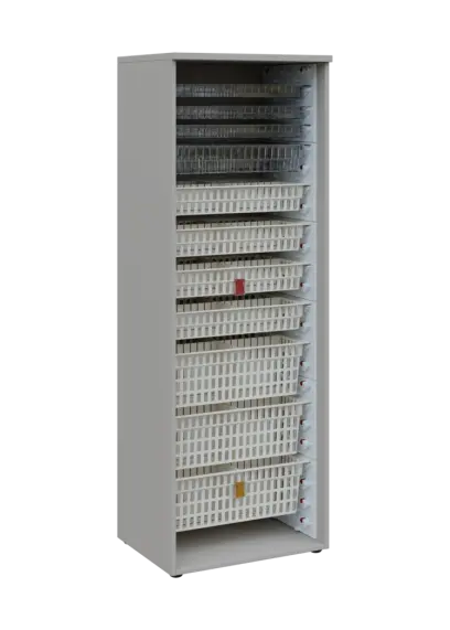 EUROMEDICA O - 66 skříň léková boxová, otevřená, 1950x660x535, korpus šedý